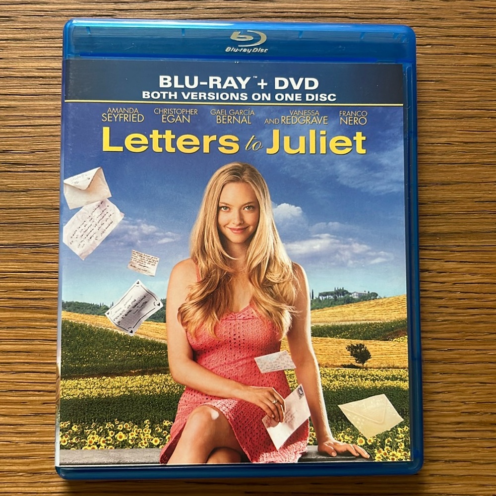 Letters to Juliet.  Blu-ray and DVD disc.